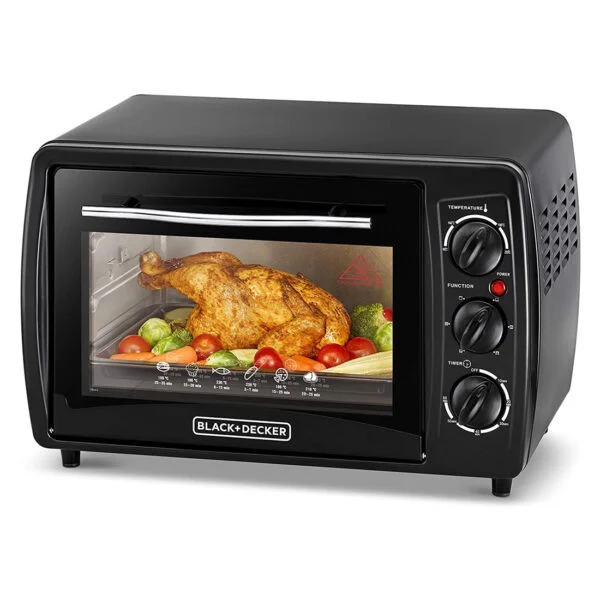 Black + decker 19l toaster oven double glass with rotisserie