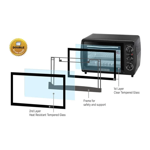 Black + decker 19l toaster oven double glass with rotisserie - image 4