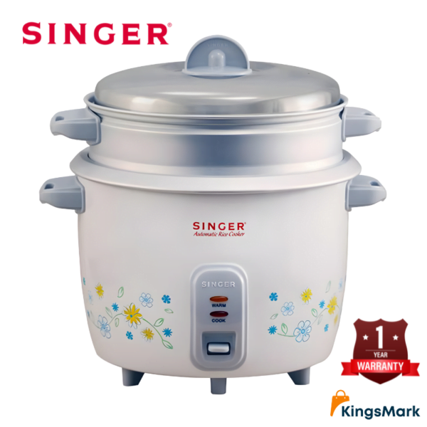 Singer 1l rice cooker with extendable steamer - floral design