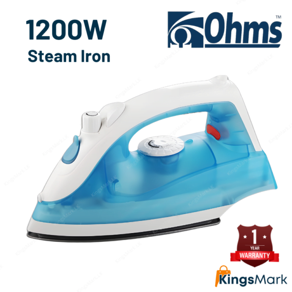 Ohms steam iron 1200w ceramic plate